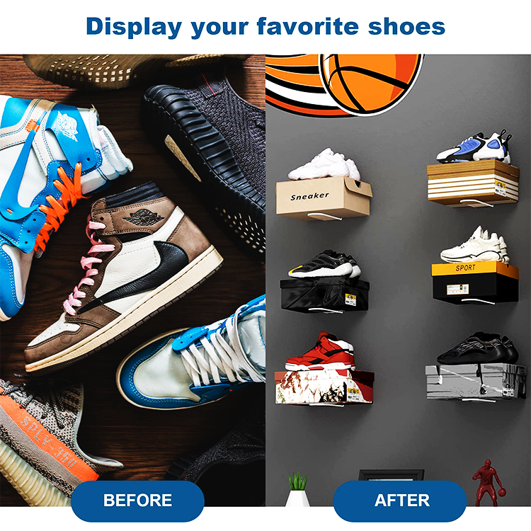 Floating Shoe Display Shelves for Wall Mount for Showcase Sneaker Collection or Shoes Clear Acrylic Floating Shelves