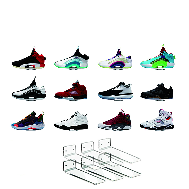 Wall Mounted to Display Collectible Shoes Includes Cross Screws Clear Acrylic Floating Shoe Display Stands Sneaker Shelves