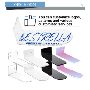 Custom Acrylic Floating Shoe Display Shelves Wall Mount Clear Acrylic Floating Shelves for Showcase Sneaker Collection