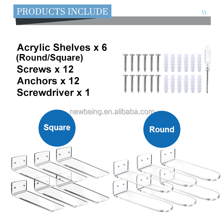 Custom Acrylic Floating Shoe Display Shelves Wall Mount Clear Acrylic Floating Shelves for Showcase Sneaker Collection