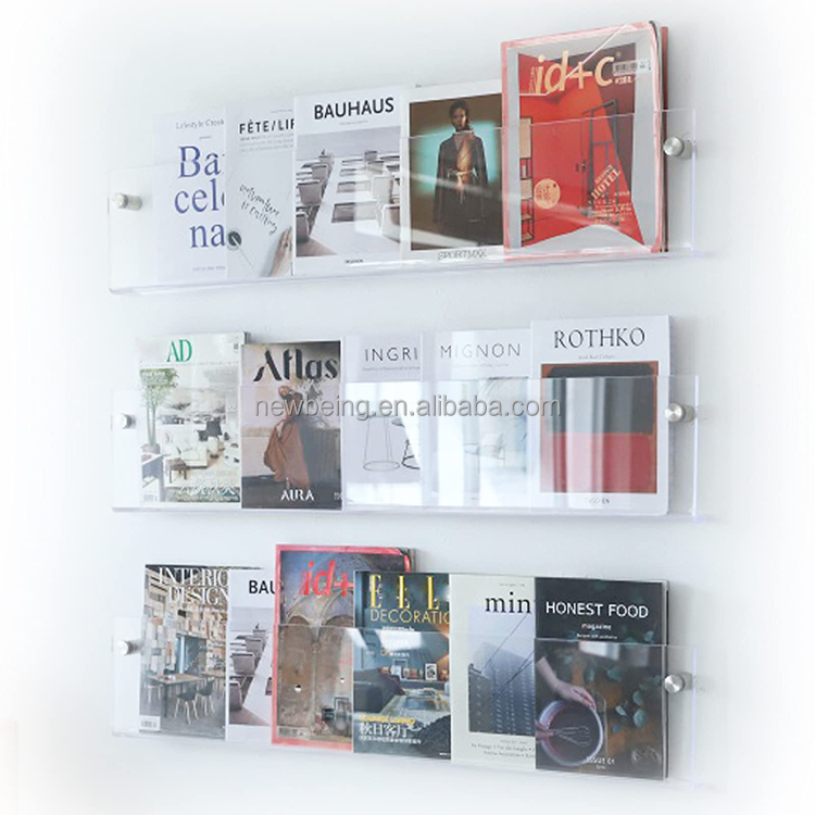 Customization Colorful Wall-mounted Acrylic Magazine Picture Book Bookshelf