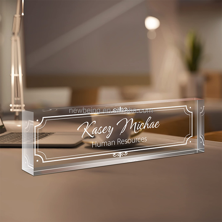 Engraved Acrylic Desk Nameplate Personalized Desk Name Plate Solid Acrylic Block