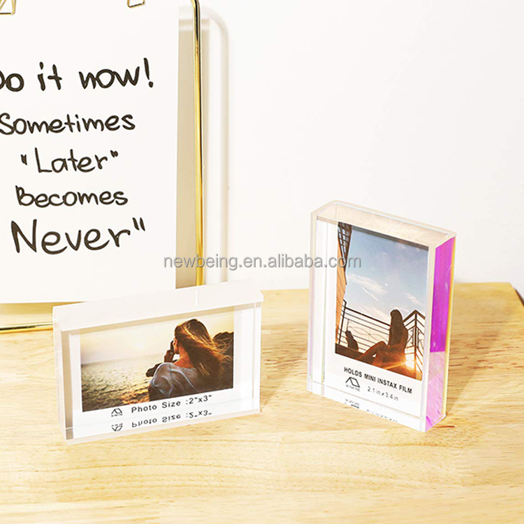 2x3 Small Picture Frame DesktopTabletop Acrylic Frame for Photos with Instax Mini Compatible