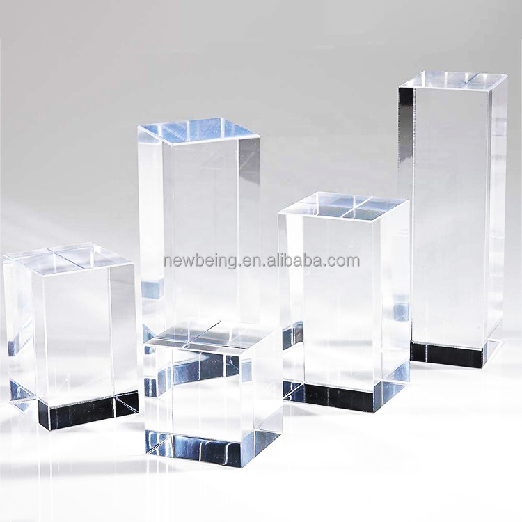 Customized Transparent Plexiglass Acrylic Blocks Stand Wholesale Cast Solid Acrylic Block Transparent Cube