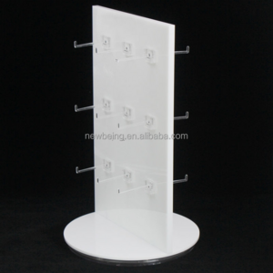 Customized Spinner Acrylic Keychain Jewelry Display Rack Counter Rotating Acrylic Hook Jewelry Display Stand