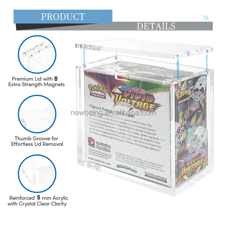 Magnetic Lid Elite Trainer Box Custom ETB Closure Acrylic Booster Box Pokemon Protector Case