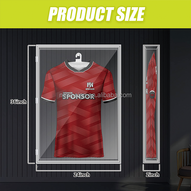 Acrylic Sports Jersey Frame Shadow Box Large Lockable Frames with UV Protection for Display Soccer