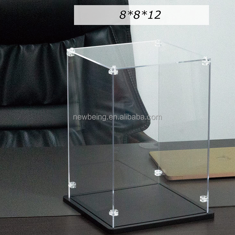 Acrylic Display Case,Acrylic Display Box with Black Wooden Base, Collectibles Figures Doll Toys Models Organizing