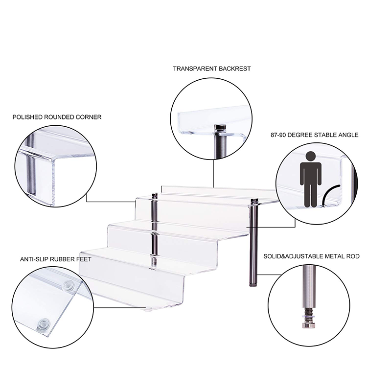 Customized Acrylic Display Risers,Clear Rectangle Stands Shelf For Display Gift Card Display Rack