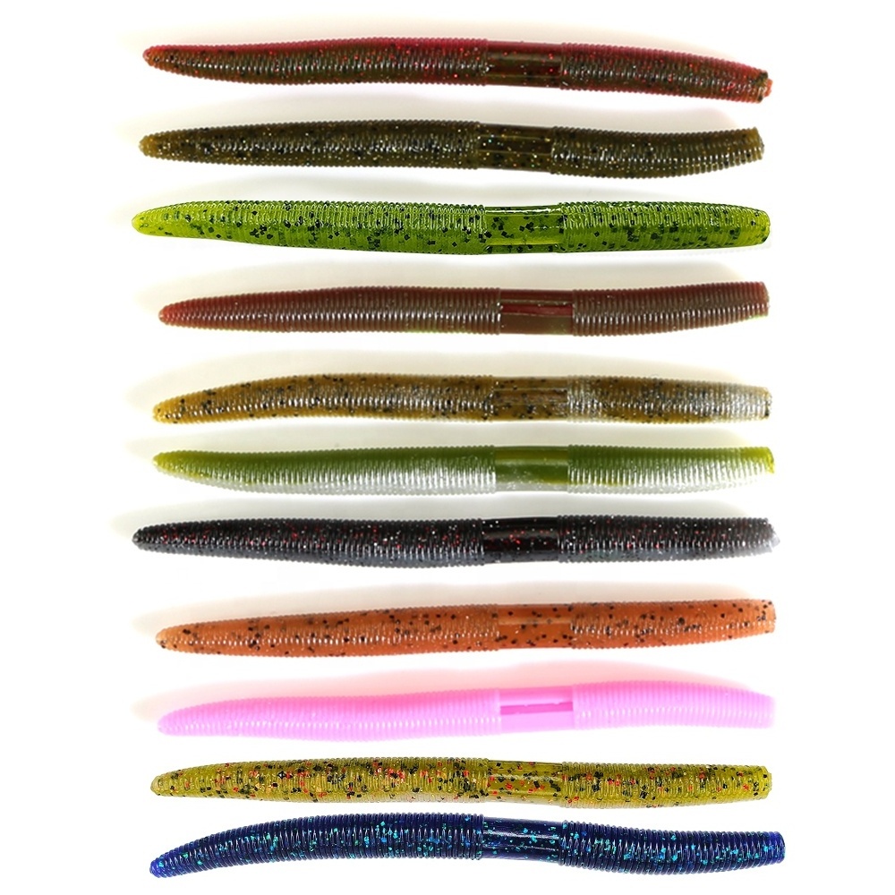 Newbility 135mm 10g Glitter Fluorescent Soft Plastic Lures Bass Fishing Senko Grubs Worm Bait