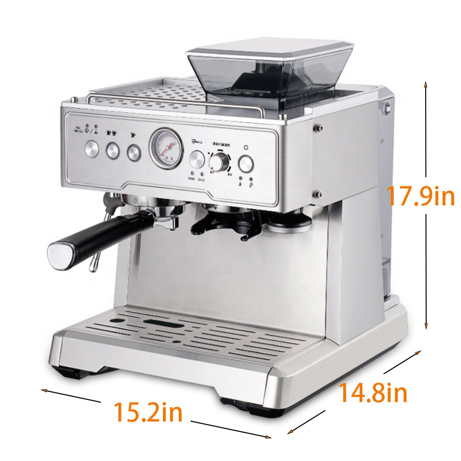 Stainless 15 BAR Italian Pump 3 In 1 Bean To Coffee Automatic Espresso Machine Coffee Maker With Grinder Milk Frother