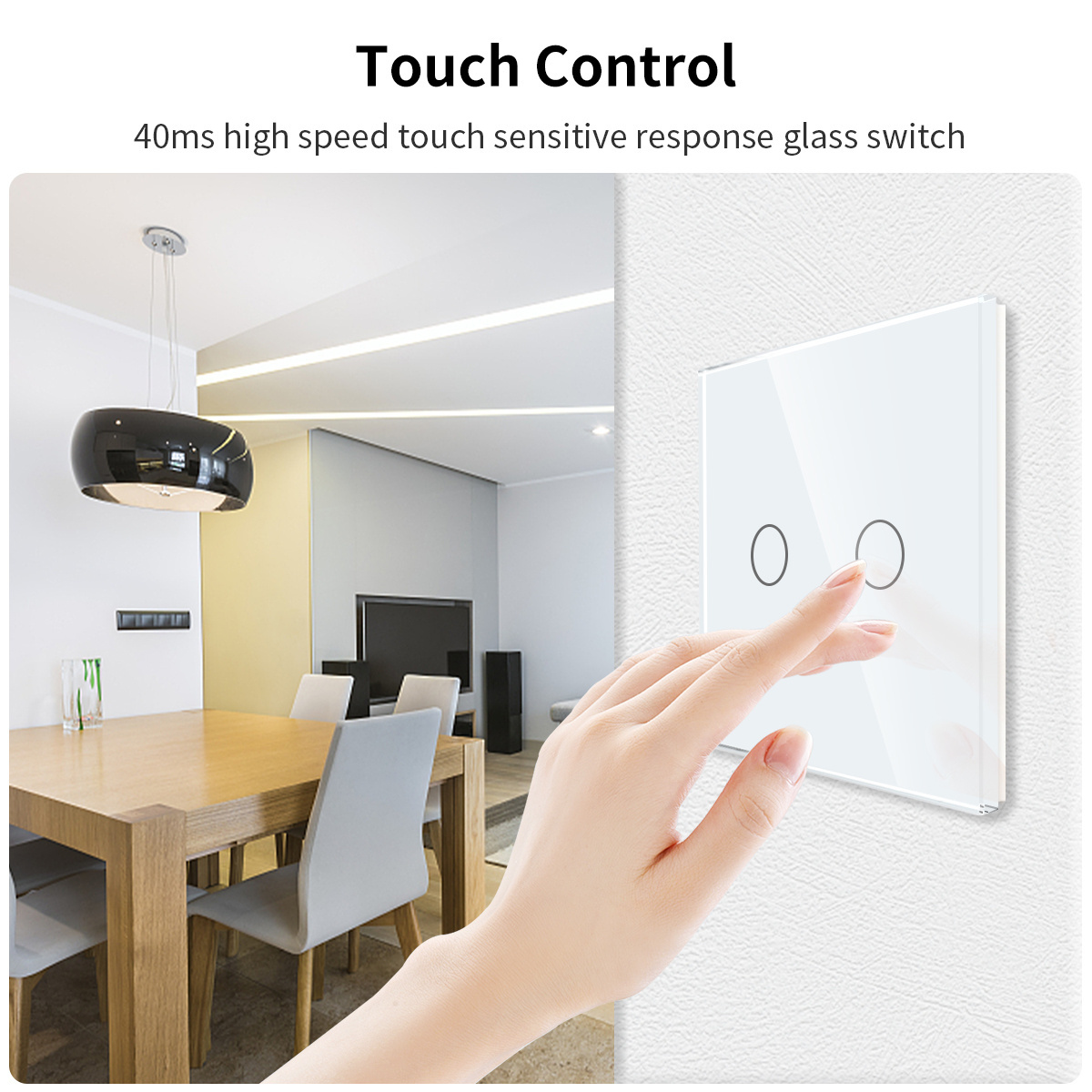 Tuya Smart Eu Standard WIFI Switch With Neutral Tempered Glass Touch Wall Smart Switch 1/2/3/4 Gang Smart Switch