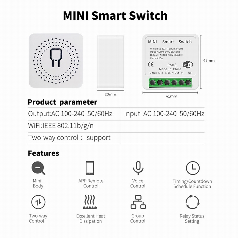 ewelink 16A Smart Home Mini Smart Wifi Breaker DIY Switch Support  module timer control controlled Wi-fi smart switch