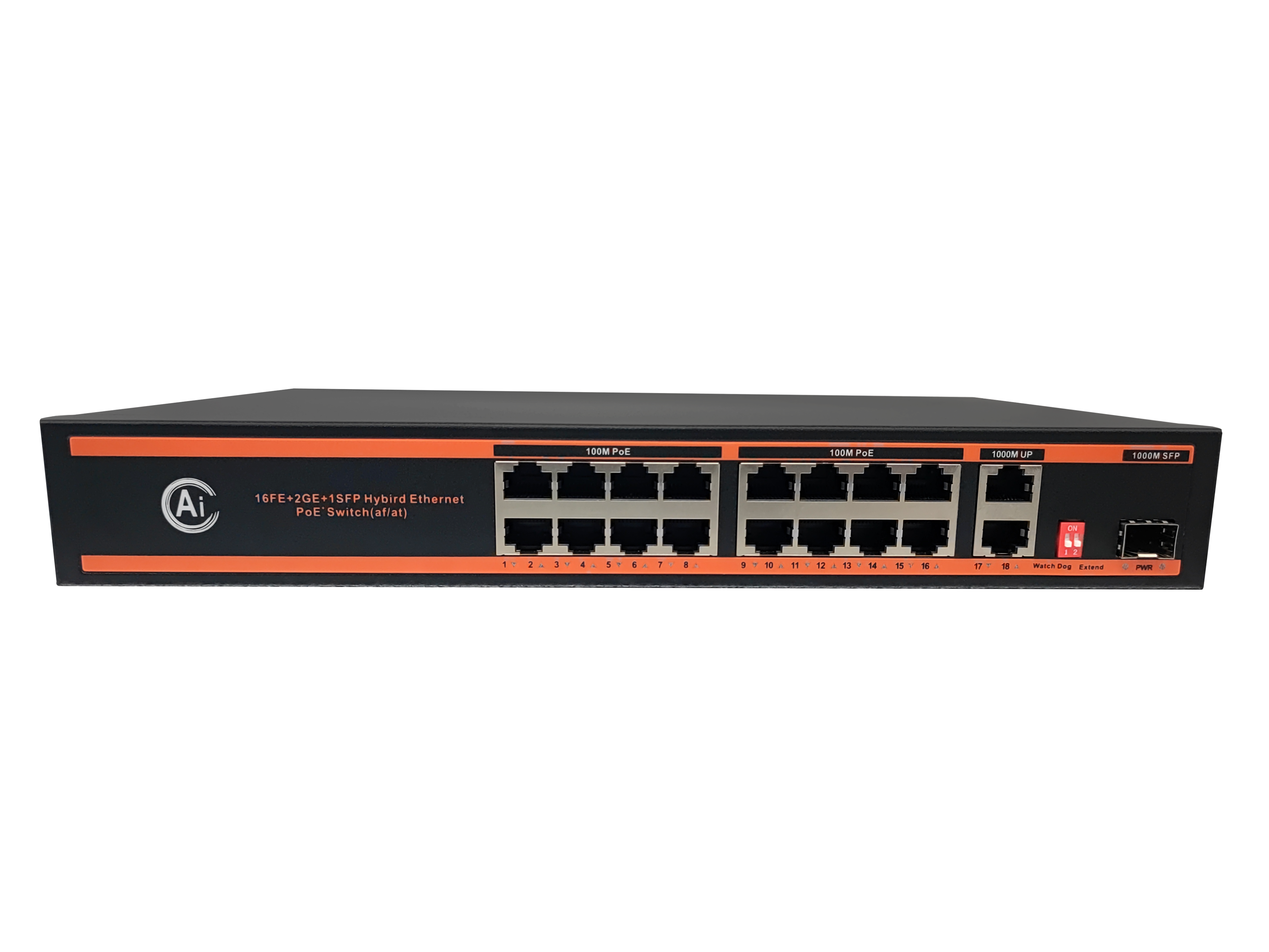 IEEE802.3af/at Ethernet 16 Port PoE Network Switch 48V 100M/Gigabit For Ip Camera