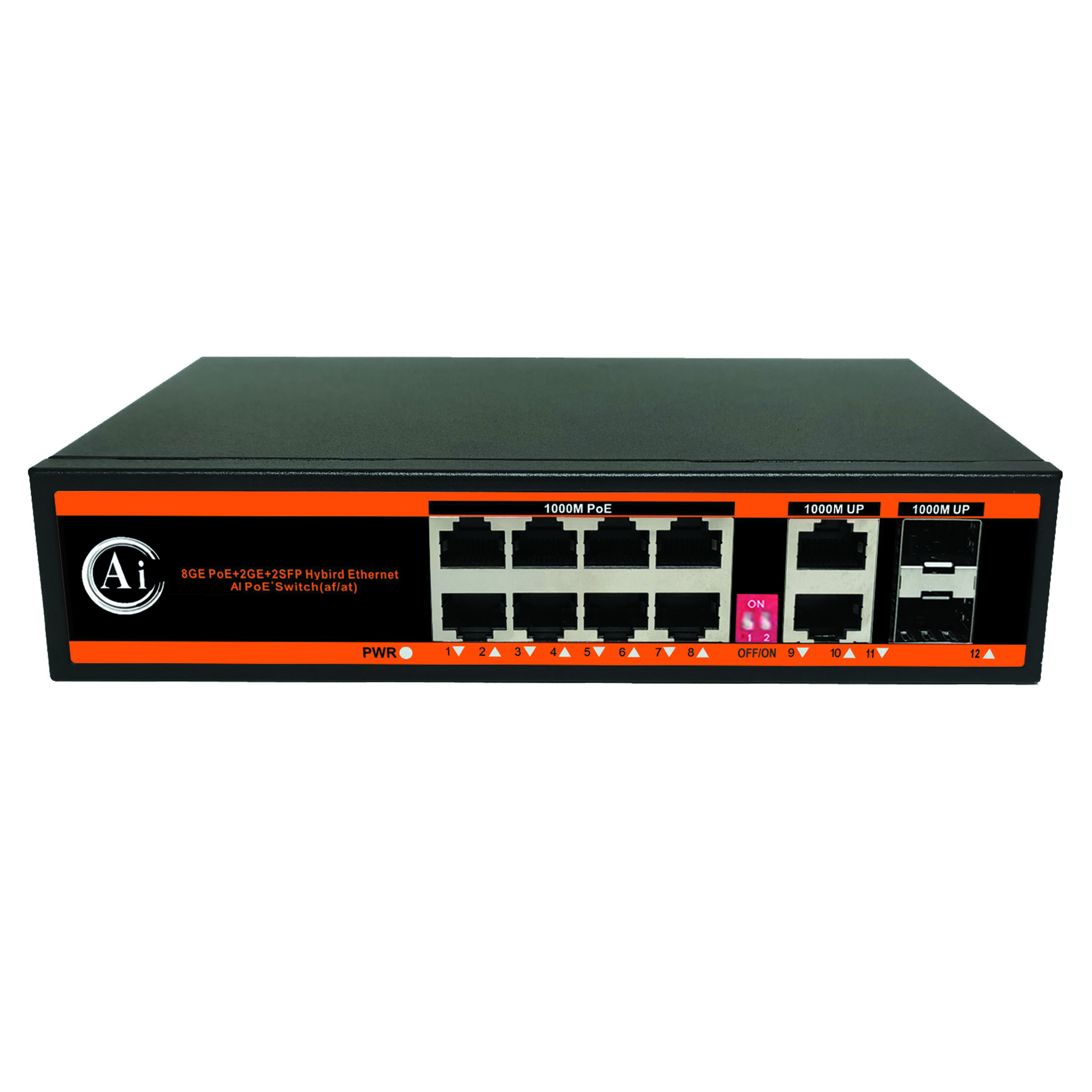 Full Gigabit 8 Ports Ethernet fiber AI PoE Switch 150W PoE Power with 2 SFP and 2 RJ45 port Uplink for cctv