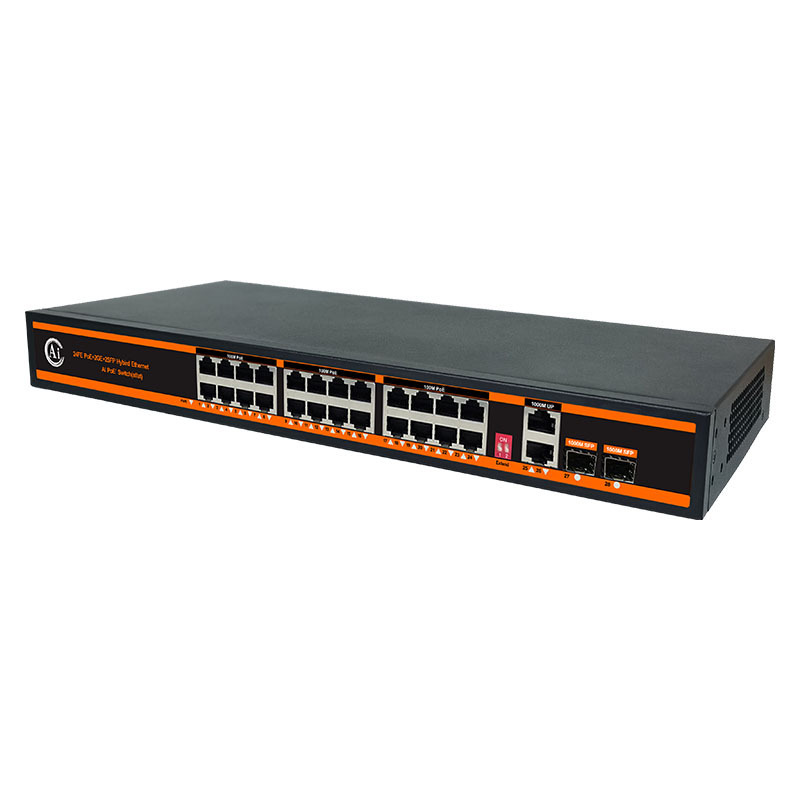 OEM ODM AI Smart PoE Switch 4 8 16 24 Ports 10/100M & Gigabit Ethernet Unmanaged Switch for CCTV Outdoor Camera