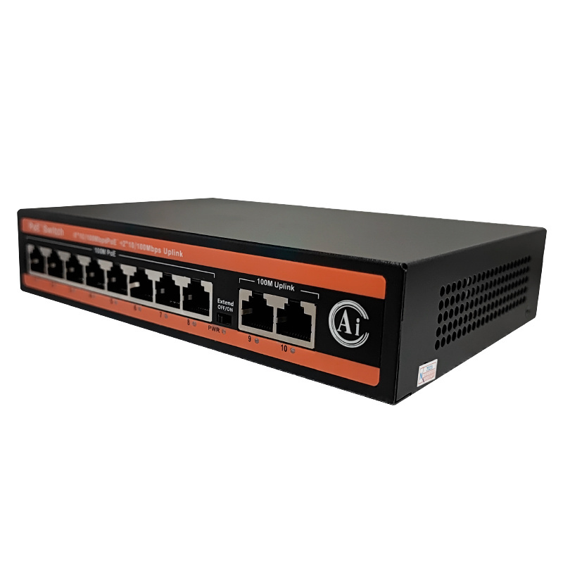 Factory OEM/ODM PoE Switch 10/100mbps PoE Ports Unmanaged Network Ethernet Switch 48v 8 Port PoE Switch