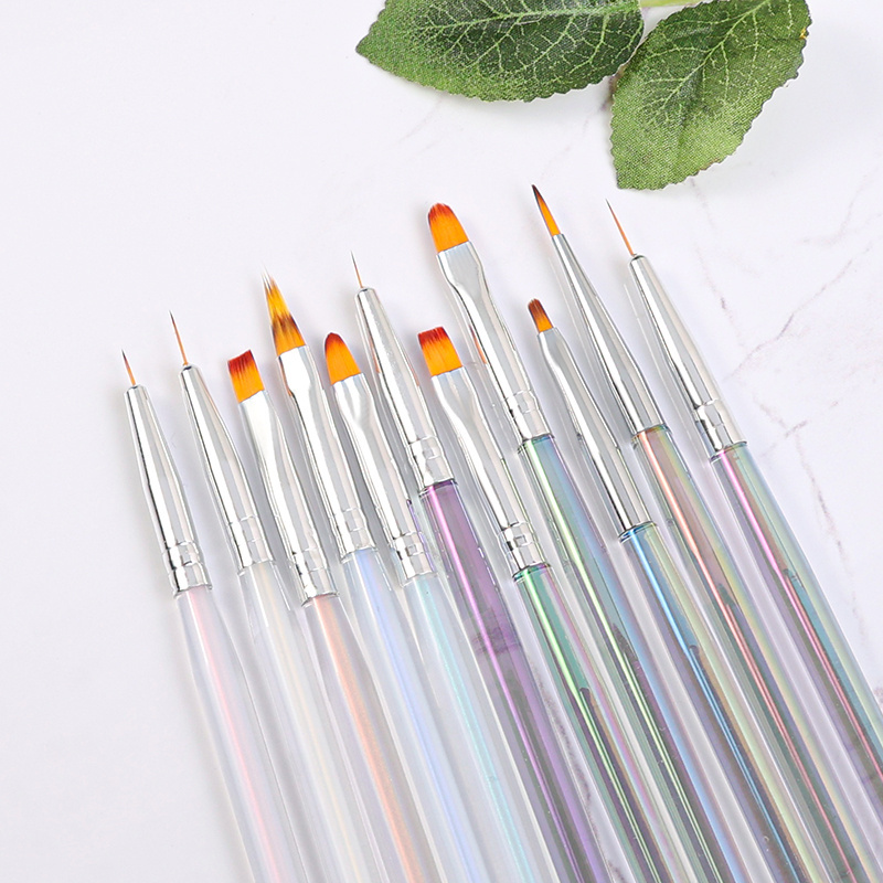 Soft Aurora Acrylic Carving Line Brush Gradient Gel Drawing DIY Painting Pens Nail Art Brush Set