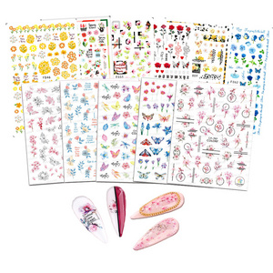 Rose Daisy Peach Blossom Cherry Butterfly Flower Decals Nail Art Decorations Floral Nail Stickers