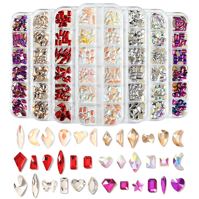 3d nail art butterfly and roll heart shaped  design rhinestone crystal 3d diamond nail art rhinestones