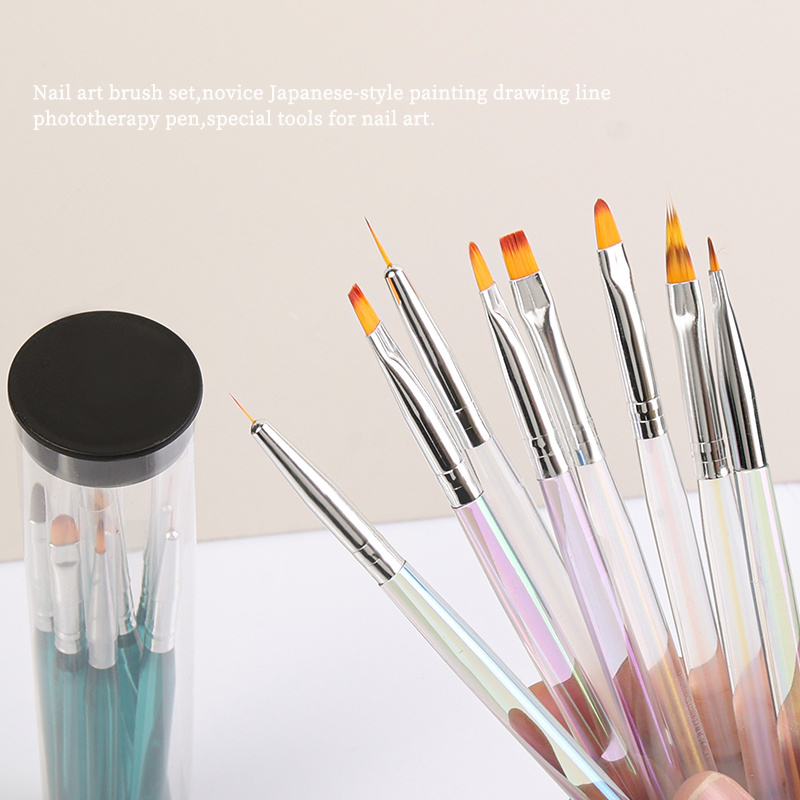 Soft Aurora Acrylic Carving Line Brush Gradient Gel Drawing DIY Painting Pens Nail Art Brush Set