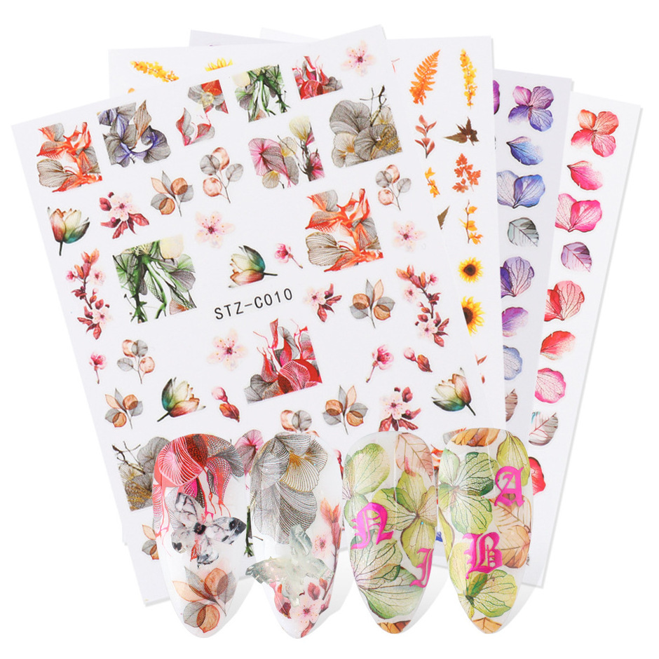 Flower Leaves Sakura Daisy Lavender Floral Sticker Nail Art Decoration Flowers Nail Decal Stickers