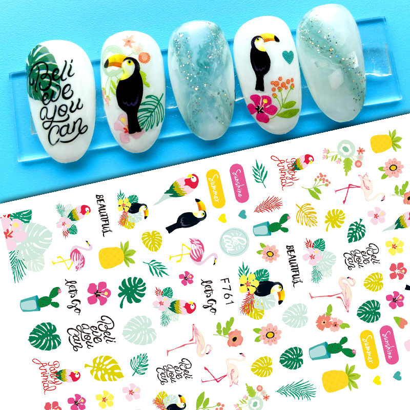 New Gold Ginkgo Four-leaf Clover Summer Autumn Green Tree Leaf Flower Nail Art Sticker Decal