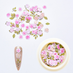 Mixed Wood Pulp Small Pink  Beautiful Flowers nail decoration Best Selling 3d nail art stickers