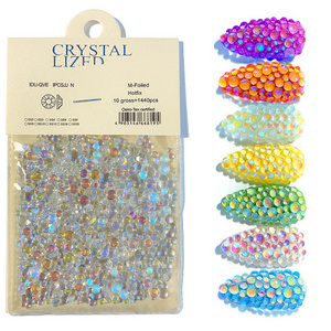 1440pcs Ice Aurora AB Crystal Holo Diamond Mermaid Beads Stones Flat Back Nail Art Rhinestones