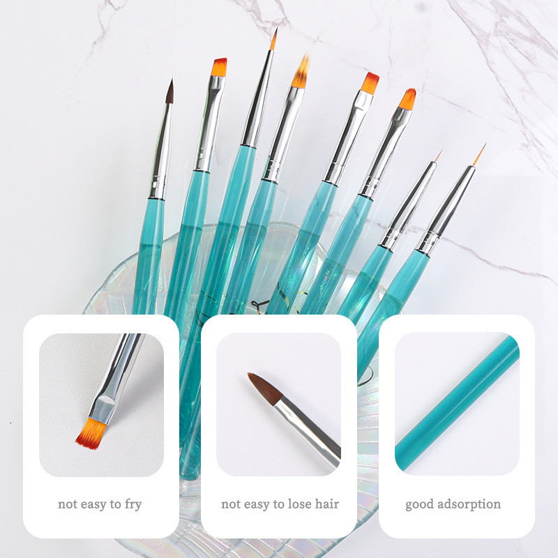 Soft Aurora Acrylic Carving Line Brush Gradient Gel Drawing DIY Painting Pens Nail Art Brush Set