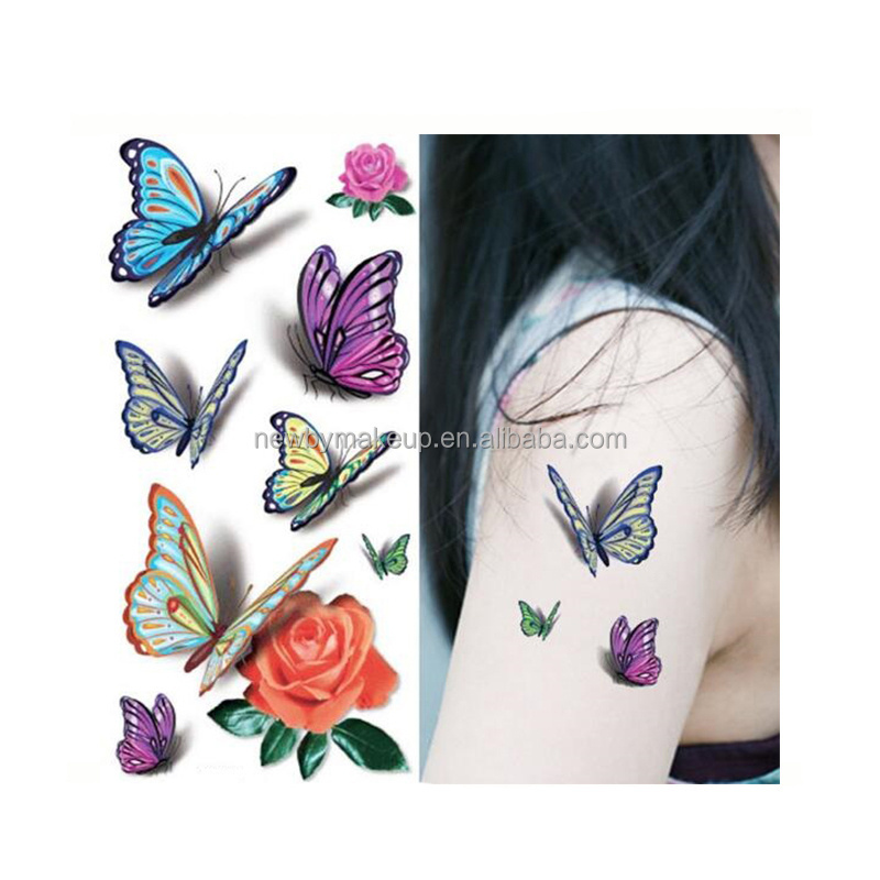 hot sale 3d sticker designs beauty butterfly body tattoo sticker