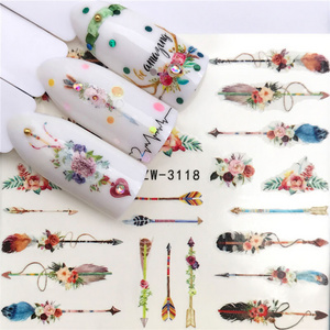 7 Designs Flowers Water Transfer Nail Art Stickers Foil Wraps Deco Nail Decals