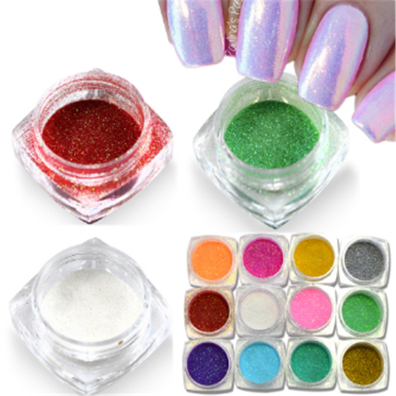 Best Seller Magic Laser 12 colors Acrylic Nail Kit Beauty Glitter Mermaid Effect Dust Nail Art Nail Powder