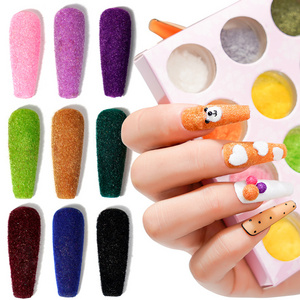 Colorful Glitter Dust Winter UV Gel Polish Nail Decoration Fuzzy Flocking Velvet Nail Powder