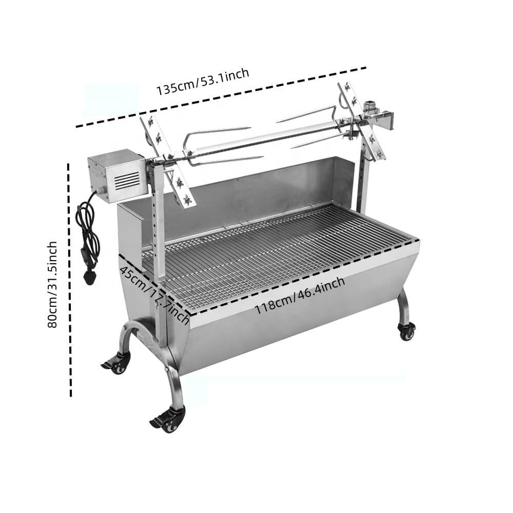 Commercial Stainless Steel Wood Charcoal Lamb Goat Roaster Rotisserie Rotary BBQ Grill