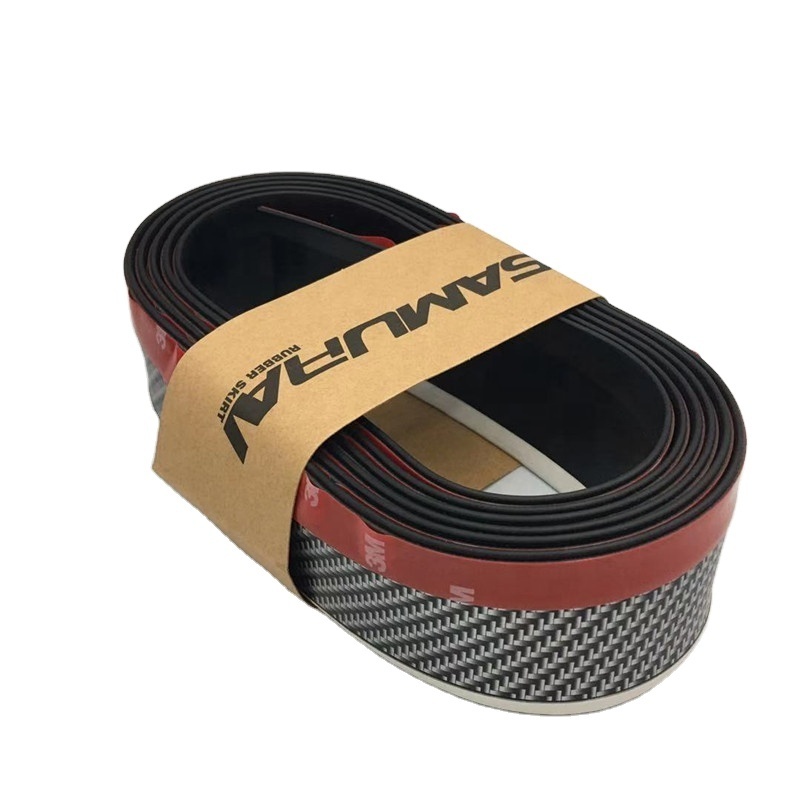 2.5m Car Carbon Fiber Rear Universal Rubber Spoiler Side Strips Front Skirt Protector Lip Bumper Guard for Whatever Car