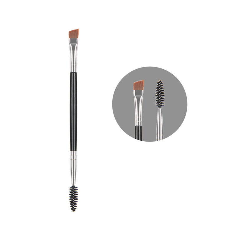 Individual Double End Eyebrow Concealer Brush Flat With Sponge Private Label Makeup Angle Brush For Eye Brows