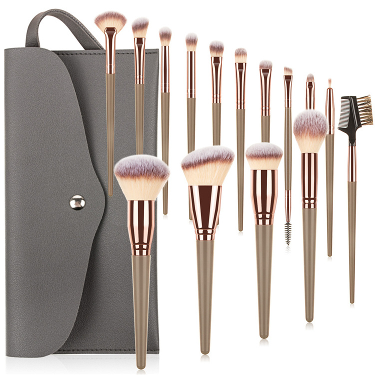 BIG! Professional Maquillaje Tools Synthetic Korean Brown Foundation Eye Makeup Brushes 7/10/15 Pcs Custom Logo Makeup Brush Set