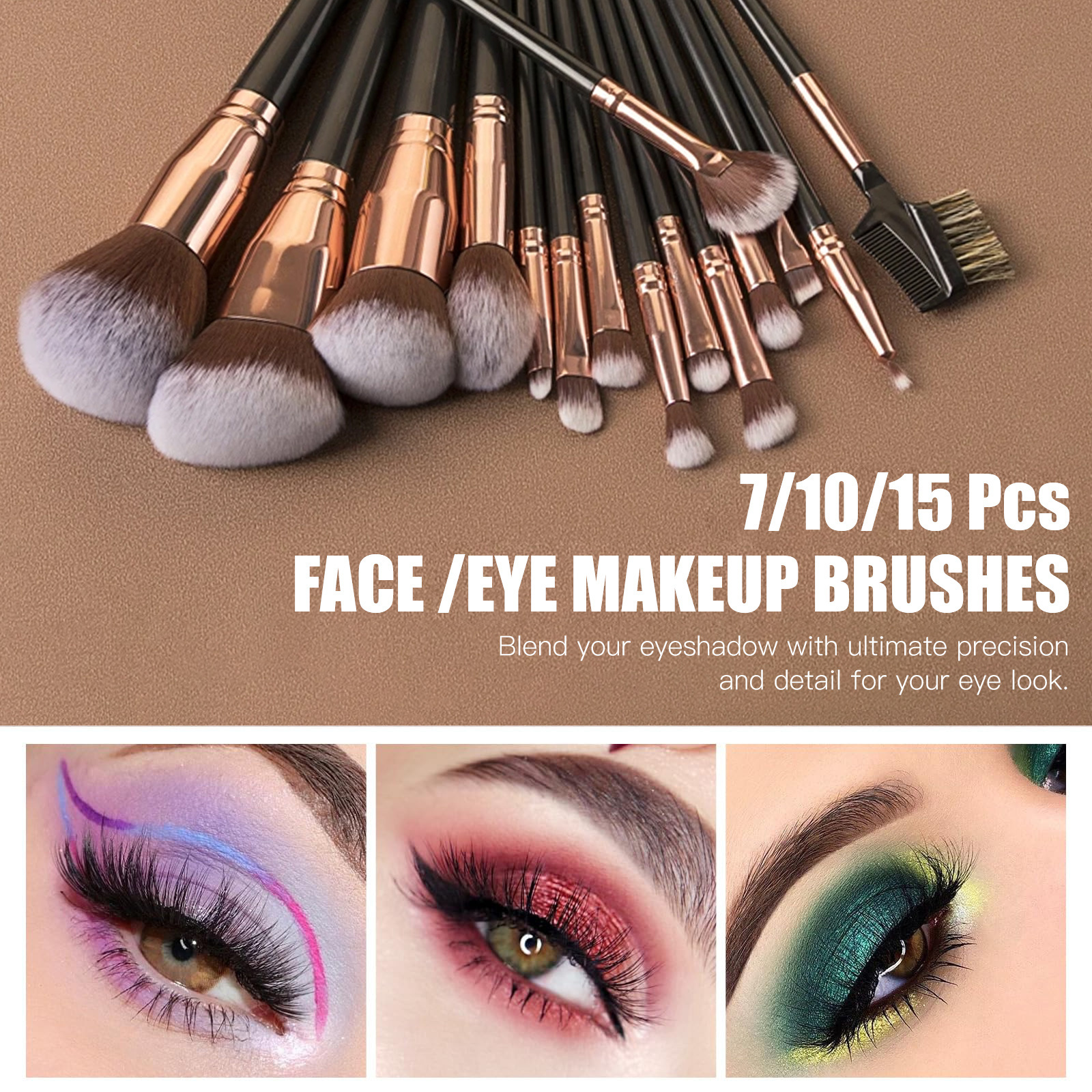 BIG! Professional Maquillaje Tools Synthetic Korean Brown Foundation Eye Makeup Brushes 7/10/15 Pcs Custom Logo Makeup Brush Set