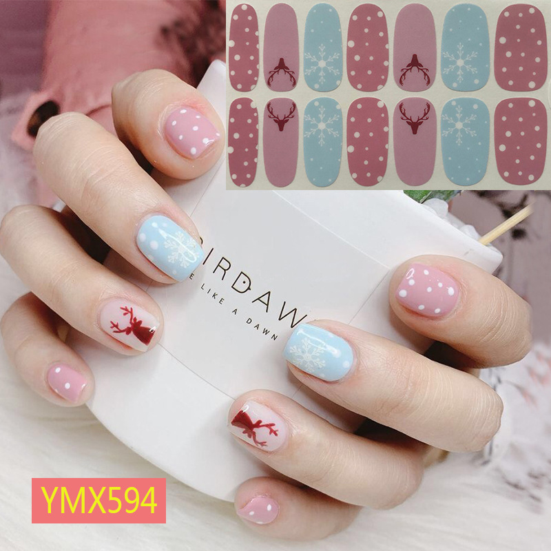 Wholesale Full Cover Christmas Nail Art Stickers 2022 Luxury 3D Snowflake Gel Nail Polish Stickers Wraps Adhesive