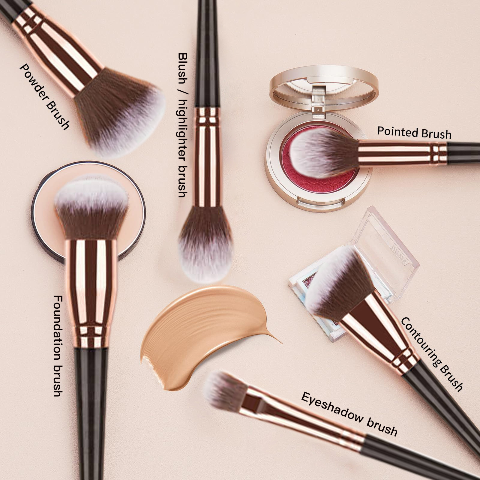 BIG! Professional Maquillaje Tools Synthetic Korean Brown Foundation Eye Makeup Brushes 7/10/15 Pcs Custom Logo Makeup Brush Set