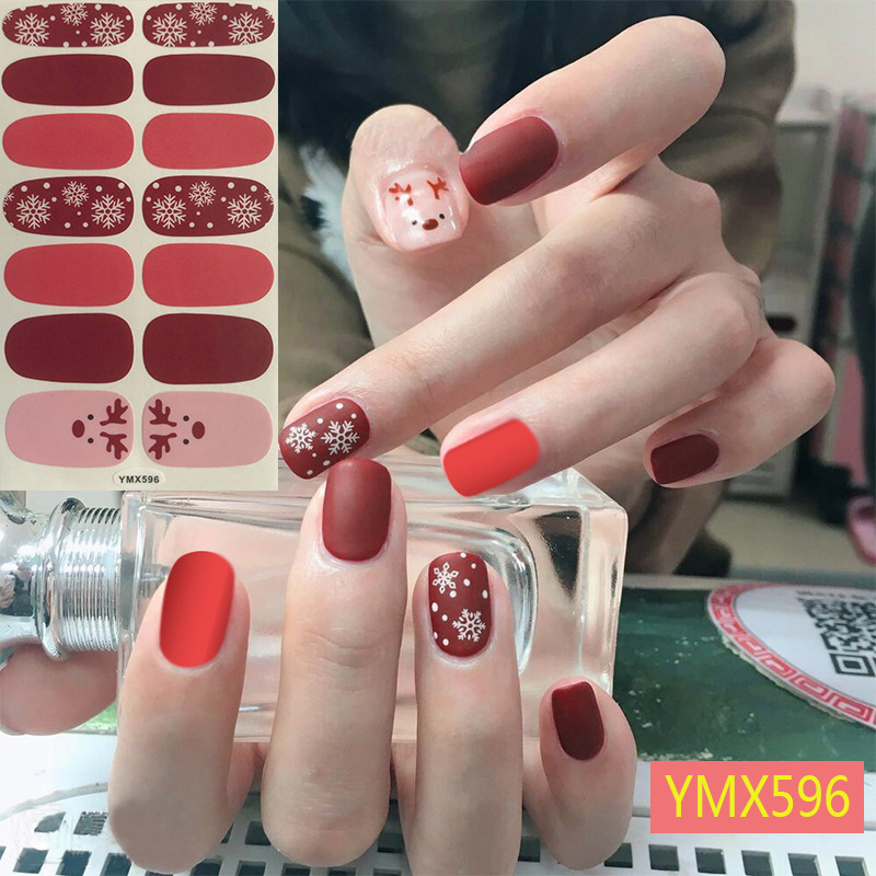 Wholesale Full Cover Christmas Nail Art Stickers 2022 Luxury 3D Snowflake Gel Nail Polish Stickers Wraps Adhesive