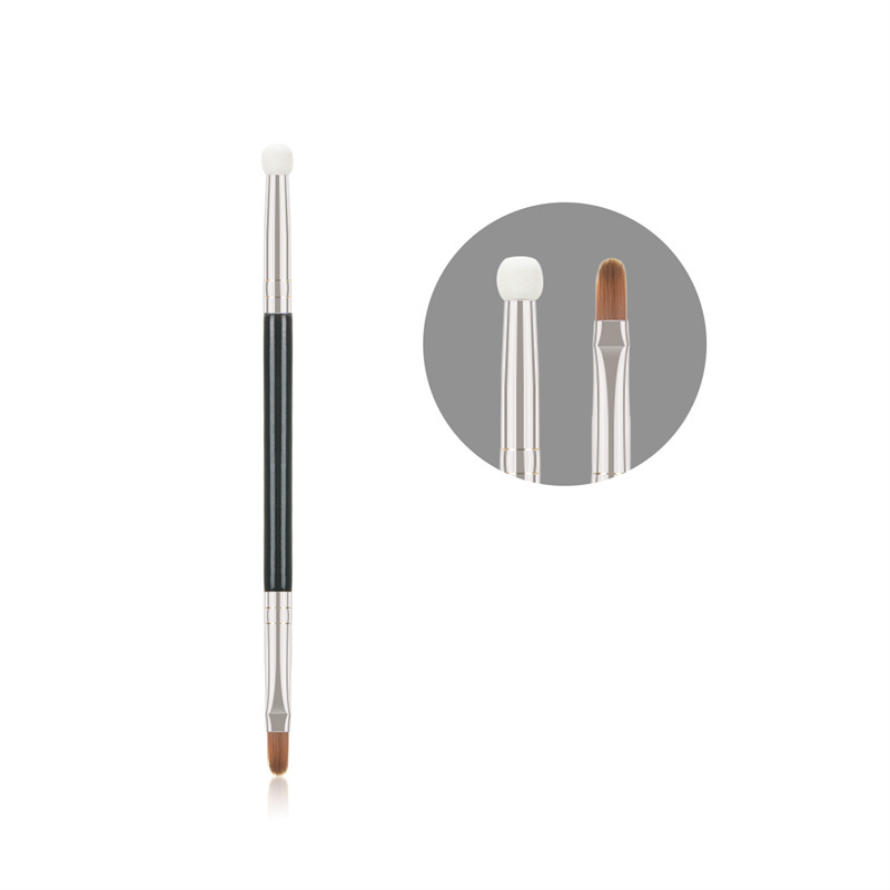 Individual Double End Eyebrow Concealer Brush Flat With Sponge Private Label Makeup Angle Brush For Eye Brows