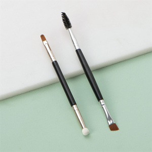 Individual Double End Eyebrow Concealer Brush Flat With Sponge Private Label Makeup Angle Brush For Eye Brows