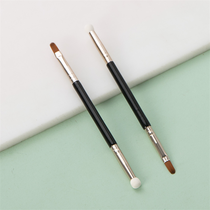 Individual Double End Eyebrow Concealer Brush Flat With Sponge Private Label Makeup Angle Brush For Eye Brows