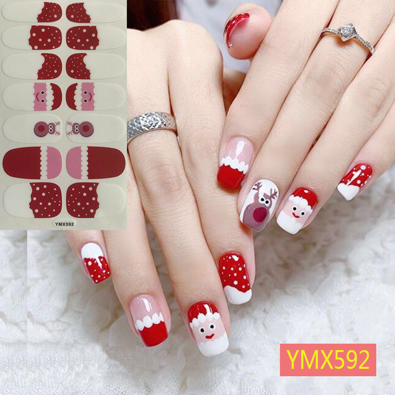 Wholesale Full Cover Christmas Nail Art Stickers 2022 Luxury 3D Snowflake Gel Nail Polish Stickers Wraps Adhesive