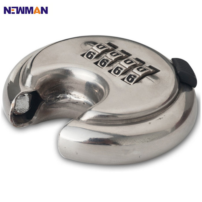 NEWMAN CP8091 Hardened Shackle Stainless Steel 70mm Resettable Round Disc Combination Padlock,Password Disk Padlock