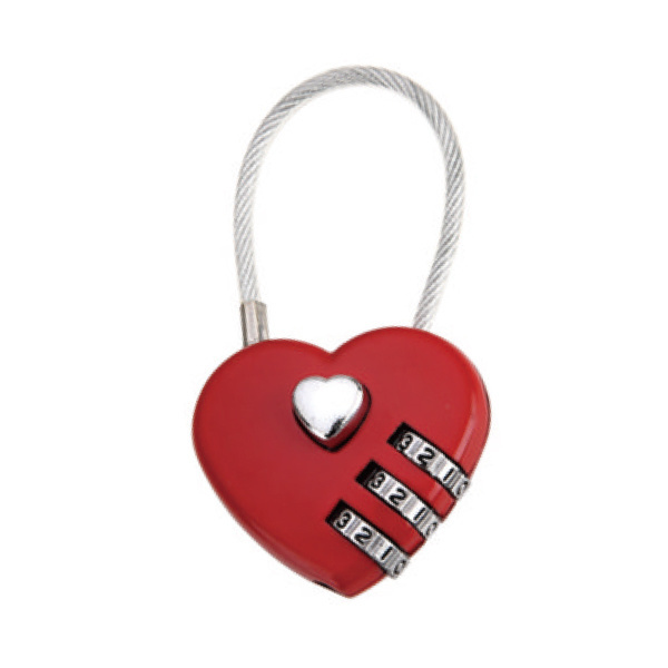 NEWMAN CP8055 heart padlock luggage security combination cable lock