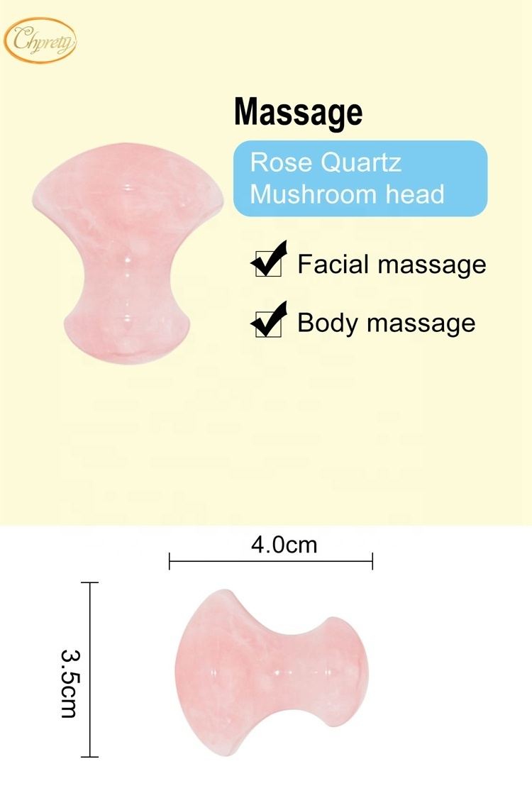 Wholesale Natural stone Gusha jade roller ice globes for facial massage mushroom slimming facial  rose quartz massager