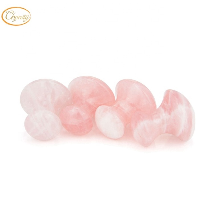 Wholesale Natural stone Gusha jade roller ice globes for facial massage mushroom slimming facial  rose quartz massager